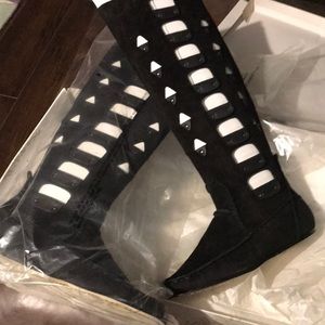 Rachel Roy Cut Out Moccasin Boots - meet at knee